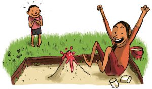 “Fabrique un mini-volcan“, Astrapi du 1er juillet 2016. Texte : Bruno Muscat, illustrations : Pénélope Paicheler.