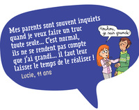 “C'est la vie Lulu : Mes parents s'inquiètent trop”, Astrapi, 1er février 2017 - Scénario et recueil de témoignages : Valdu. Création : Bernadette Després. Dessin : Marylise Morel. Couleurs : Laurence Croix.