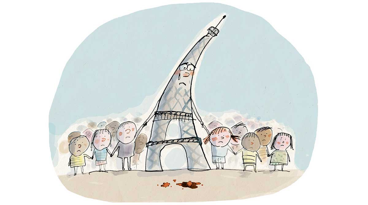 Attentats de Paris : les bons mots pour expliquer aux enfants. Illustration : Frédéric Benaglia