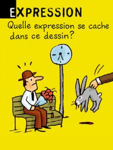 Expression - Quelle expression se cache dans ce dessin ? Réponse : poser un lapin (c'est à dire "ne pas aller à un rendez-vous").