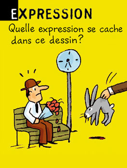 Expression - Quelle expression se cache dans ce dessin ? Réponse : poser un lapin (c'est à dire "ne pas aller à un rendez-vous").