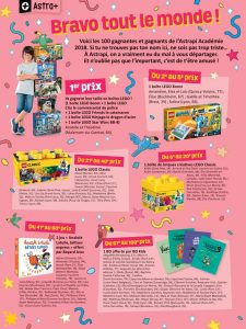 La liste des gagnants publiée dans le numéro 906 du magazine Astrapi du 15 juin