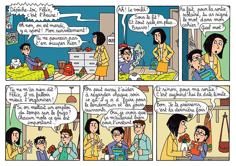 “Une super rentrée avec Lulu et ses copains”, Astrapi n°931, 1er septembre 2019. Texte : Sophie Furlaud. Illustrations : Marylise Morel, d’après des personnages créés par Bernadette Després. Couleurs : Laurence Croix.