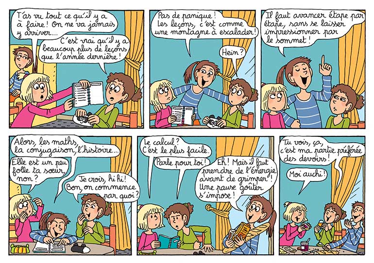 “Une super rentrée avec Lulu et ses copains”, Astrapi n°931, 1er septembre 2019. Texte : Sophie Furlaud. Illustrations : Marylise Morel, d’après des personnages créés par Bernadette Després. Couleurs : Laurence Croix.