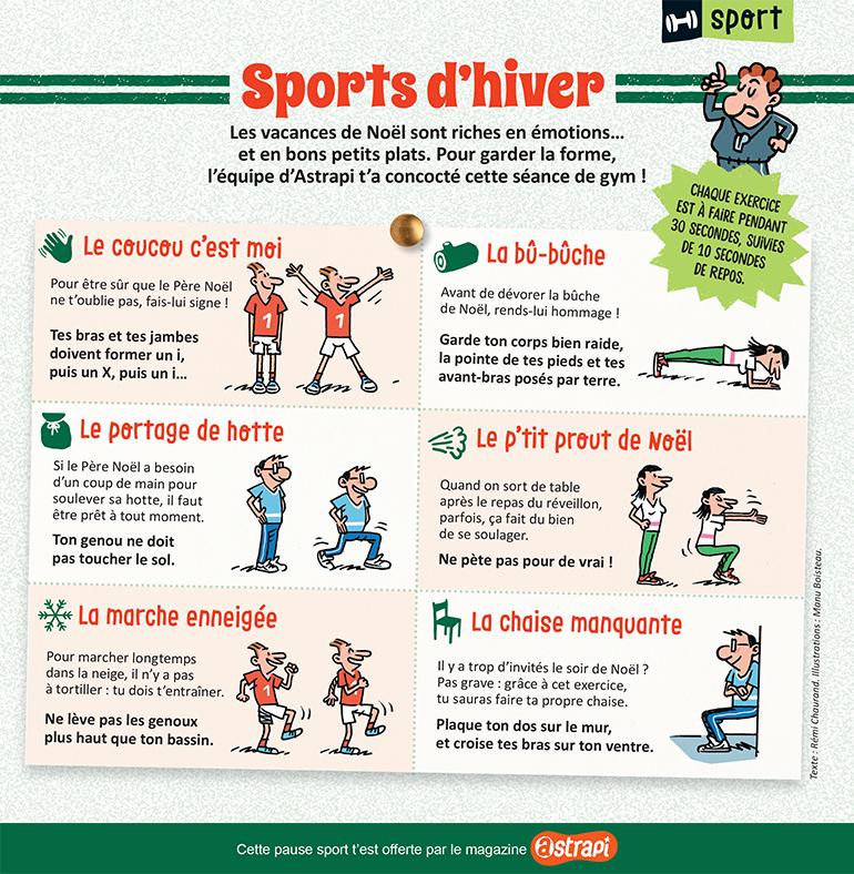 “Sports d'hiver”, Astrapi n°959, 1er décembre 2020. Texte : Rémi Chaurand. Illustrations : Manu Boisteau.