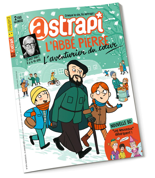 Couverture du magazine Astrapi n°874, 15 janvier 2017 - L'abbé Pierre, l'aventurier du cœur