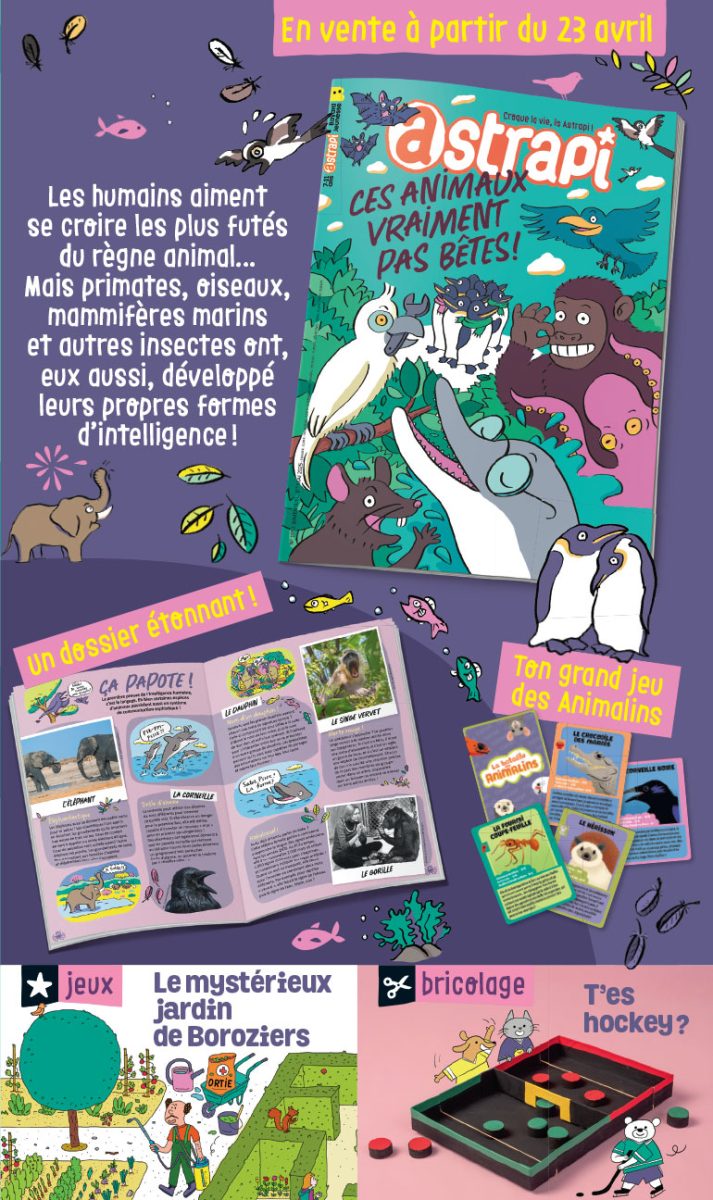 Sommaire du magazine Astrapi n° 1057 du 1er mai 2025. Ces animaux vraiment pas bêtes !